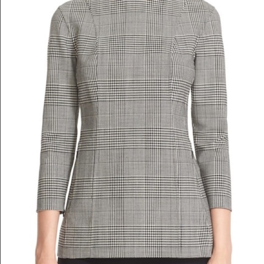 Theory plaid stretch wool top size 2